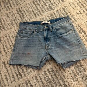 Levi's Distressed Mid Blue Denim Cutoff Shorts